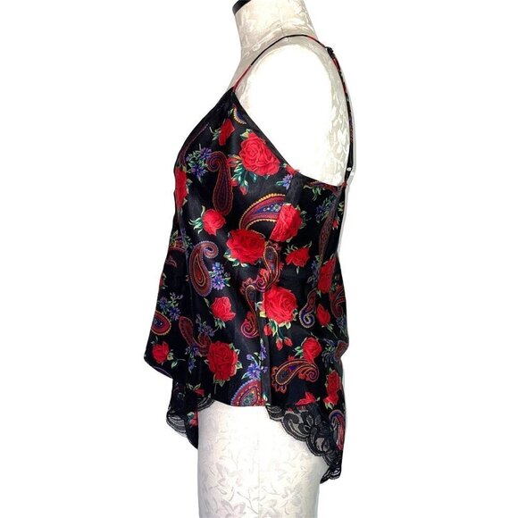 Delicates Panties Camisole Set Womens Medium M Vintage High Cut Paisley Rose - Picture 3 of 13
